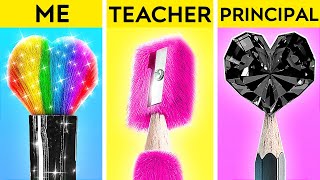 TEACHER VS ME VS PRINCIPAL CHALLENGE  Hilarious School Hacks Funny Moments by 123 GO [upl. by Frere981]