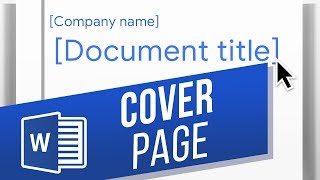 How to create a Cover Page in MS Word [upl. by Nirrek]