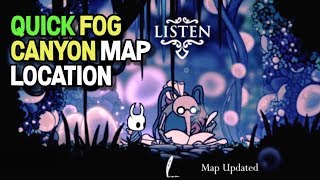 Hollow Knight Fog Canyon Map and Cornifer Location With and Without Shade Cloak [upl. by Nomzzaj880]