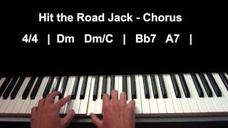 How to play Hit The Road Jack on piano by Ray Charles  Blues Course  Lesson 1  Accompaniment [upl. by Nonnahc573]