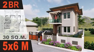 2 Story House Design 5x6 m 30 sqm  House Ideas 13 [upl. by Aicinet]