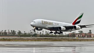 A380 EMIRATES at Marrakech  Diversion landing 4K [upl. by Papst]