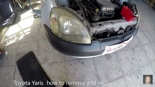 Toyota Yaris  1999–2005 how to remove and replace headlight [upl. by Nerval]