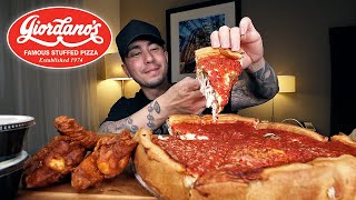 In CHICAGO Eating Giordanos Deep Dish Pizza Mukbang [upl. by Alansen693]