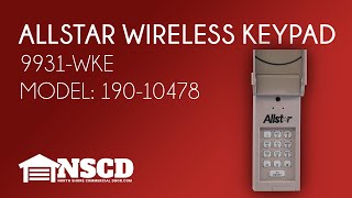 Allstar 9931 WKE 190 104078 Wireless Keyless Entry Garage Door Opener [upl. by Chubb515]