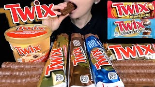 ASMR Twix Chocolate Party Ice Cream Sundae Peanut Butter Cookie Sticks Cookies amp Cream [upl. by Eachelle]