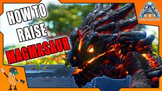 HOW TO RAISE MAGMASAUR  What do Magmasaurs Eat Ark Genesis [upl. by Emia553]