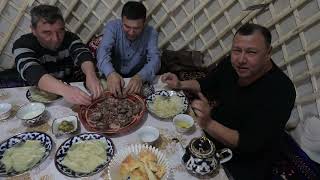 BESHBARMAQ Traditional Kazakh Food in Uzbekistan  Horse Meat [upl. by Ecirtnuahs330]