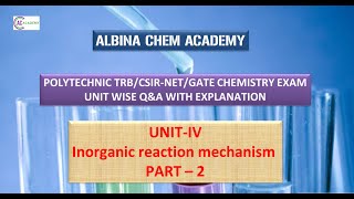 POLYTECHNIC TRBCSIRNETGATE CHEMISTRY EXAMINORGANIC REACTION MECHANISM PART–2 UNITIV IN TAMIL [upl. by Rudiger]