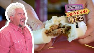 Guy Fieri Tries Homemade Bao  Diners Driveins and Dives with Guy Fieri  Food Network [upl. by Omland484]