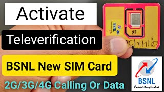 How To Activate BSNL SIM Card 2020  BSNL SIM Kaise Chalu Kare  BSNL Tele Verification [upl. by Gerianne597]