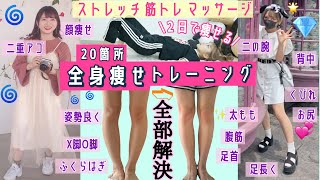 【３０分速攻全身20箇所激痩せコース】二日で効果！毎日の女子の悩み全部大解決筋トレマッサージストレッチ大紹介！顔痩せから足痩せまで！【ダイエット】 [upl. by Sahpec82]