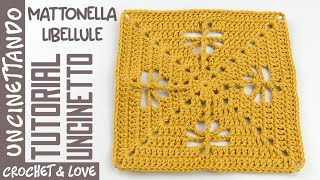 Tutorial Uncinetto  Come fare una Mattonella con Libellule [upl. by Eloken24]