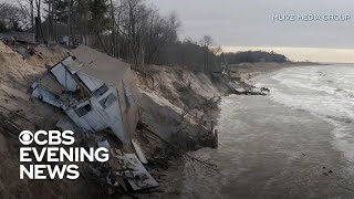 Lake Michigan erosion has homes crumbling into the water [upl. by Ginder711]