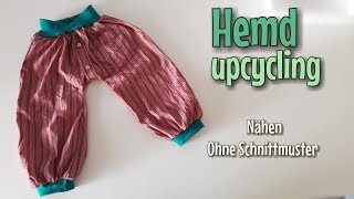 Hemd upcycling  Pumphose  Nähanleitung OHNE Schnittmuster  Anfänger  Nähtinchen [upl. by Weinshienk669]