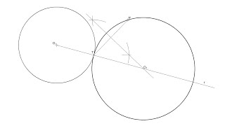 Circunferencia tangente a otra dada en un punto T pasando por un punto exterior P Apolonio CPP [upl. by Drazze285]