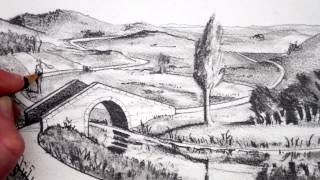 How to Draw a Landscape Pencil Drawing Narrated [upl. by Ingalls]