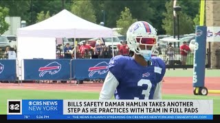 Damar Hamlin returns to Bills practice in full pads [upl. by Harbed]