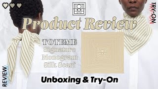 Toteme Signature Monogram Silk Scarf ⏐Unboxing amp TryOn [upl. by Haidabej643]