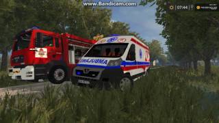 FS 15 OSP w Akcji 4  Uderzenie auta w ogrodzenie  powrót do koszarfirefighters in action [upl. by Thorma]