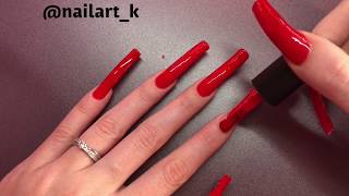 Painting my natural long nails red [upl. by Howie97]