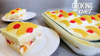 Goldilocks Crema De Fruta Vanilla Sponge Cake With Sweet CustardFruit Filling  Cooking with Kurt [upl. by Wynny]