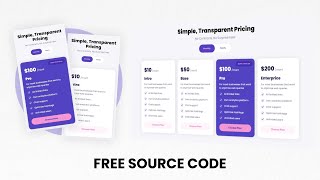 Responsive Pricing Table Using HTML CSS  Free Source Code  MA Developer [upl. by Terrilyn284]