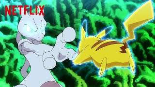 Ash amp Goh Battle Mewtwo  Pokémon Journeys The Series  Netflix After School [upl. by Wilhelm]