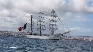 Tall Ships Races MagellanElcano 2023 ARM CUAUHTÉMOC BE01 leaving A Coruña 4K [upl. by Quick]