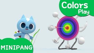 Learn colors with Miniforce  Eating fruits  Shoot at a target  Color play  MiniPang TV 3D Play [upl. by Osbourne]