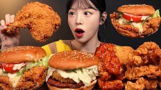 SUB한입만 실패미친 크기의 슈퍼싸이버거 먹방🍔맘스터치 후라이드 통다리 빅싸이치킨 새우불고기버거까지 꿀조합 리얼사운드 Burger Mukbang Asmr [upl. by Mcnamara]