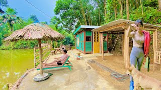 TIMELAPSE Beginning to end BUILDING A LOG CABIN Wooden House alone  How to Build a Wooden Cabin [upl. by Oruam]