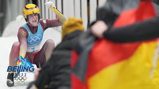 Natalie Geisenberger pulls off luge gold medal threepeat  Winter Olympics 2022  NBC Sports [upl. by Atiekal]