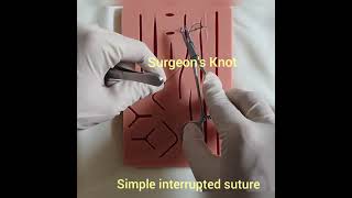 SIMPLE INTERRUPTED SUTURE WITH SURGEONS KNOT  HD Demo [upl. by Alwin567]