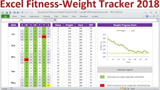 Excel Fitness Tracker and Weight Loss Tracker for 2018  Exercise Planner Weight Tracker Spreadsheet [upl. by Aerdnat]