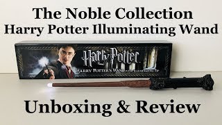 The Noble Collection Harry Potter Illuminating Wand UNBOXING amp REVIEW  LIGHTS UP [upl. by Tewfik]