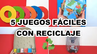 5 JUEGOS MUY DIVERTIDOS CON RECICLAJE  FÁCILES Y BARATOS [upl. by Aleekat]