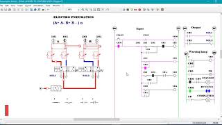 Automation Studio  A A B B 5  Electro pneumatics with proximity sensors no timers [upl. by Akirrehs800]