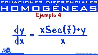 Ecuaciones diferenciales Homogéneas  Ejemplo 4 [upl. by Llerud3]