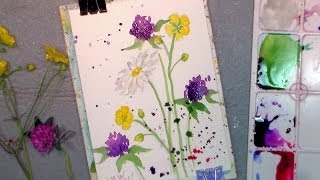 How to paint wildflowers in watercolor easy tutorial [upl. by Nybbor]