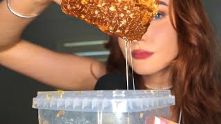 ASMR EATING RAW HONEYCOMB STICKY MOUTH SOUNDS [upl. by Aiuqenehs695]