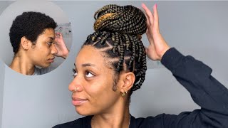 Beginner Box Braids On Short Natural Hair  TWA 🌸 [upl. by Armalla992]