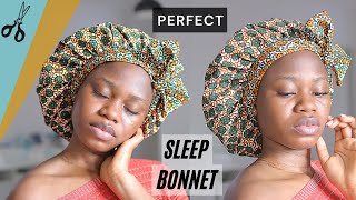 This bonnet will never fall off your head at night  How to make an ADJUSTABLE SATIN BONNET  DIY [upl. by Roshelle]