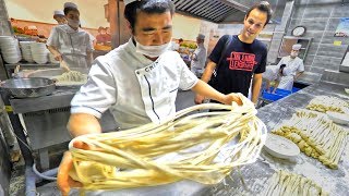 EXTREME Hand Pulled Noodles Tour in Xian China  AMAZING Chinese Street Food [upl. by Anaujal62]