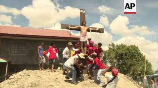 Catholic penitents reenact crucifixion of Jesus on Good Friday [upl. by Bac]