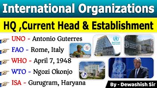 International Organisations amp Headquarters  Chairman  Current Affairs 2024  GK Tricks current [upl. by Esilegna237]