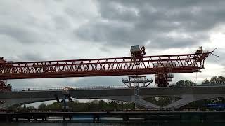 Crane action on HS2s Dominique Three move in synch [upl. by Atnas693]