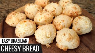 Brazilian CHEESY BREAD Recipe  aka Pão De Queijo  Easy Cheese Bread [upl. by Gavriella]