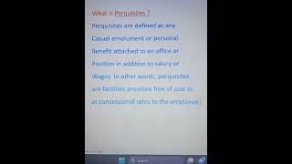 What is Perquisites [upl. by Rednasyl]