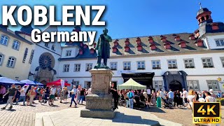 Koblenz 4K Walking Tour  Journey Through Germany’s Romantic Rhine Deutsches Eck and Old Town [upl. by Jadd]